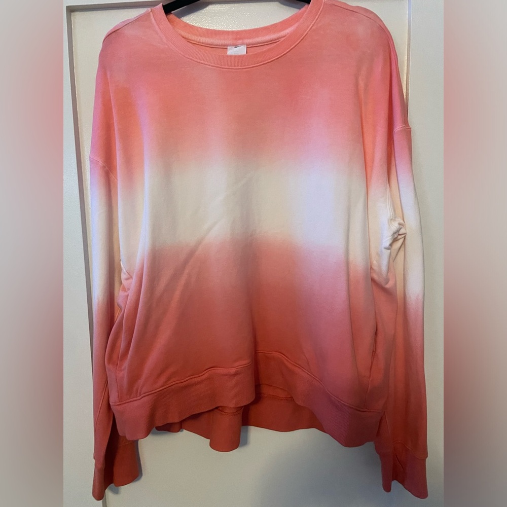 all in motion Coral and White Ombre Crewneck Sweatshirt